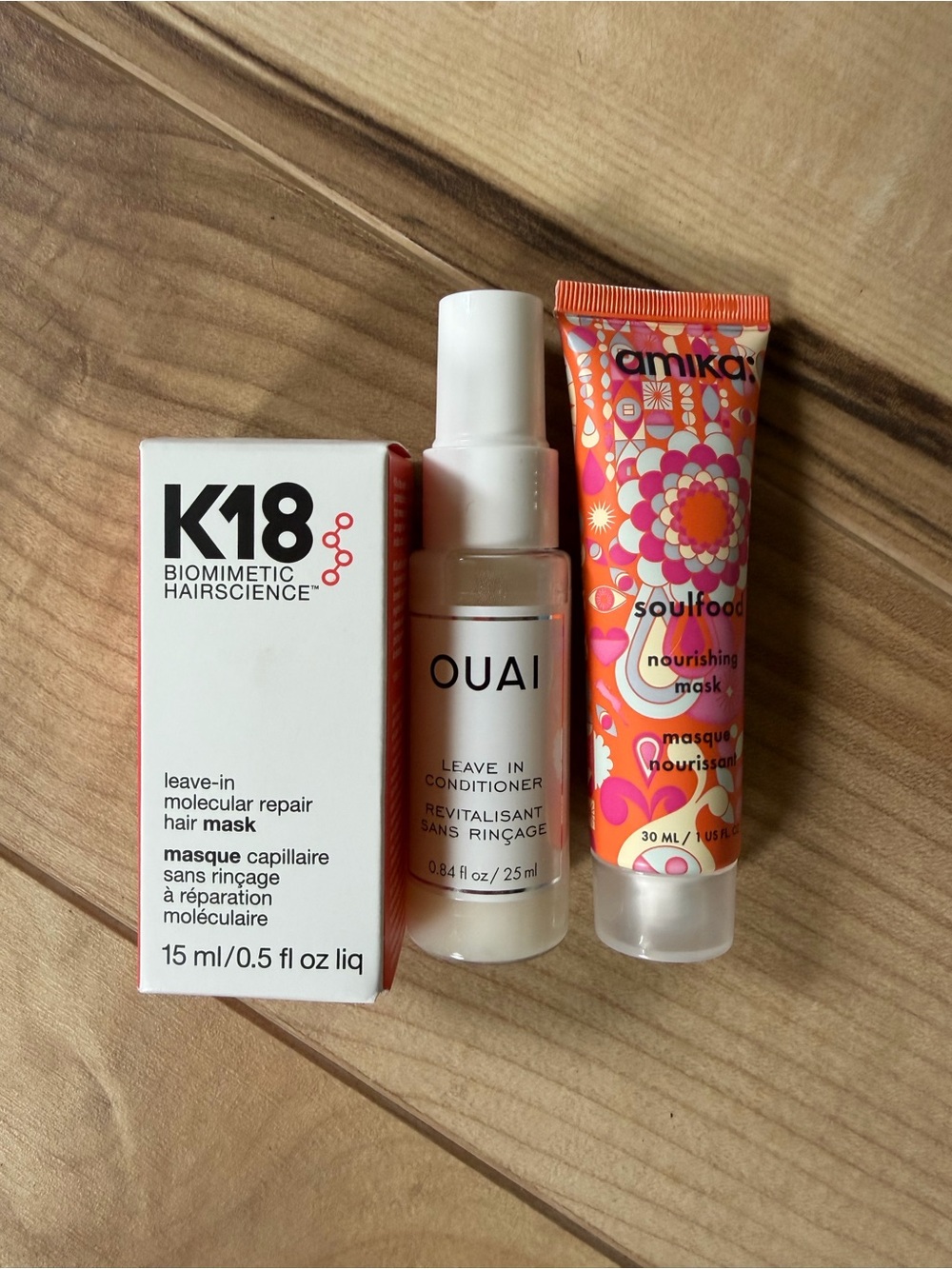 hair mask bundle: amika, K18, Ouai